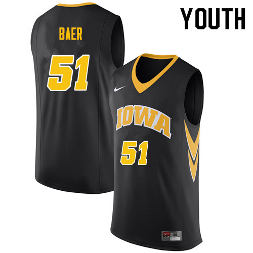 Youth #51 Nicholas Baer Iowa Hawkeyes College Basketball Jerseys Sale-Black - Click Image to Close